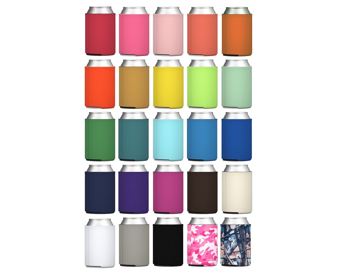 Blank Can Coolers Assorted Colors Variety Pack Standard Size Foam