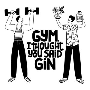Can Cooler Graphics - Gym Ik dacht dat je zei Gin - SVG, PNG-bestanden voor Cricut, HTV, Instant Digitale Download