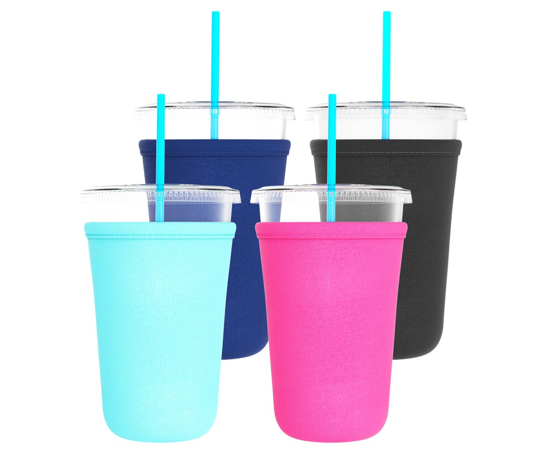 Iced Coffee Sleeve Cup Insulators 4pack Neoprene Sleeves for 22oz to