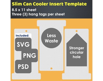 Slim Can Cooler Hang Tag Insert Template, 12oz Beer Sleeve Hanger Display, SVG PNG Cutting Machine, Printable Instant Download