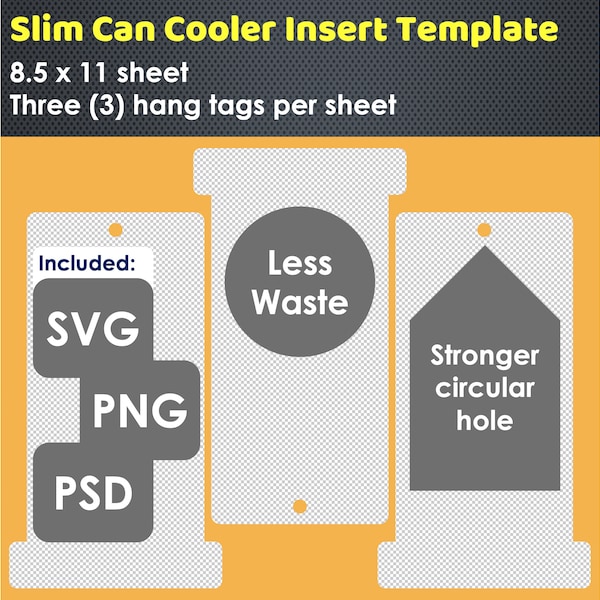 Slim Can Cooler Hang Tag Insert Template, 12oz Beer Sleeve Hanger Display, SVG PNG Cutting Machine, Printable Instant Download