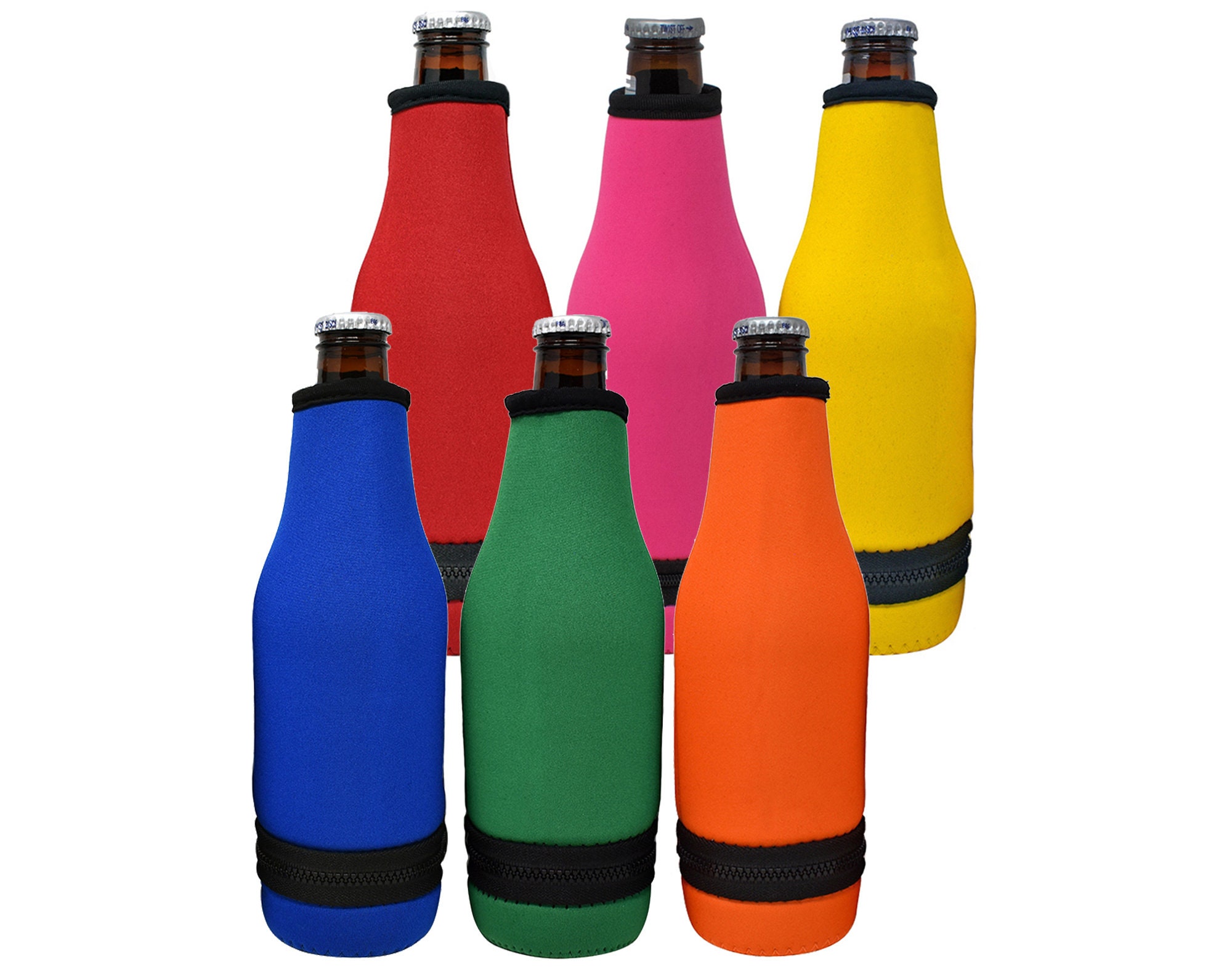 Juvale Beer Bottle Insulator Sleeves (4 Pack) Neoprene Cooler with Zipper  Assorted Colors 