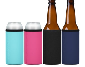 Premium Slim Can Sleeves (4-Pack) 5mm Thick Neoprene Beer Coolies - Blank Drink Coolers