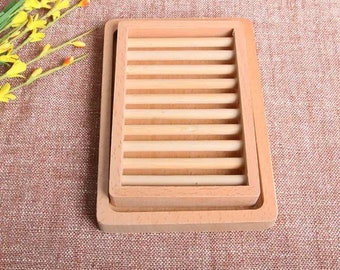 Natural Wood Box Soap Rack Jewelry Craft Case Dowel Tools Saver Holder 