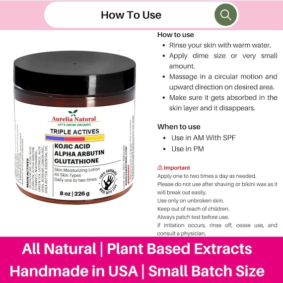 glutathione injections for melasma Triple Actives | Kojic Acid Alpha Arbutin Glutathione | Face Body Lotions |  8oz