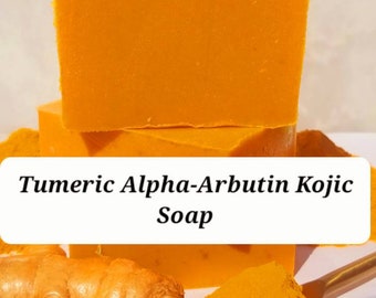 Turmeric Alpha Arbutin Kojic Soap Hand Made in USA | Face Body Inner thigh, underarms | High End Kojic Acid | Even skin tone