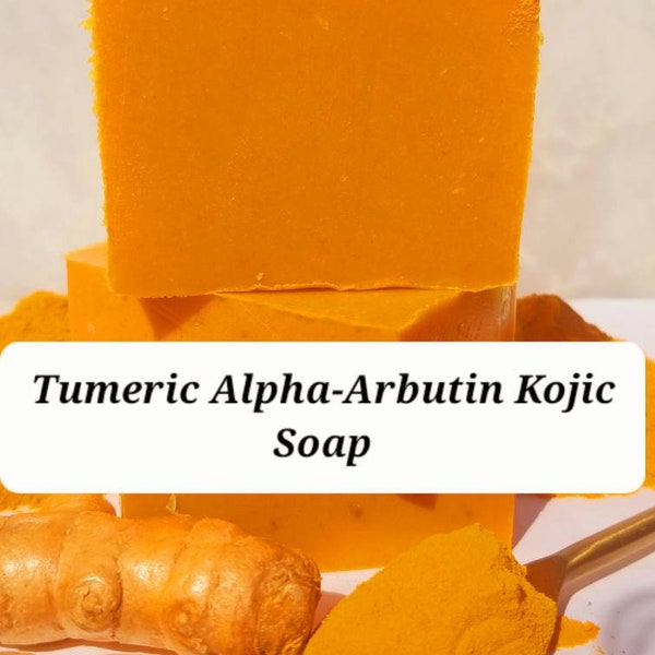 Turmeric Alpha Arbutin Kojic Soap Hand Made in USA | Face Body Inner thigh, underarms | High End Kojic Acid | Even skin tone