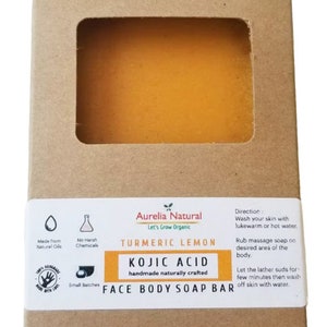 Kojic Lemon Turmeric Soap Face and Body High End Kojic Acid Handmade In USA image 1