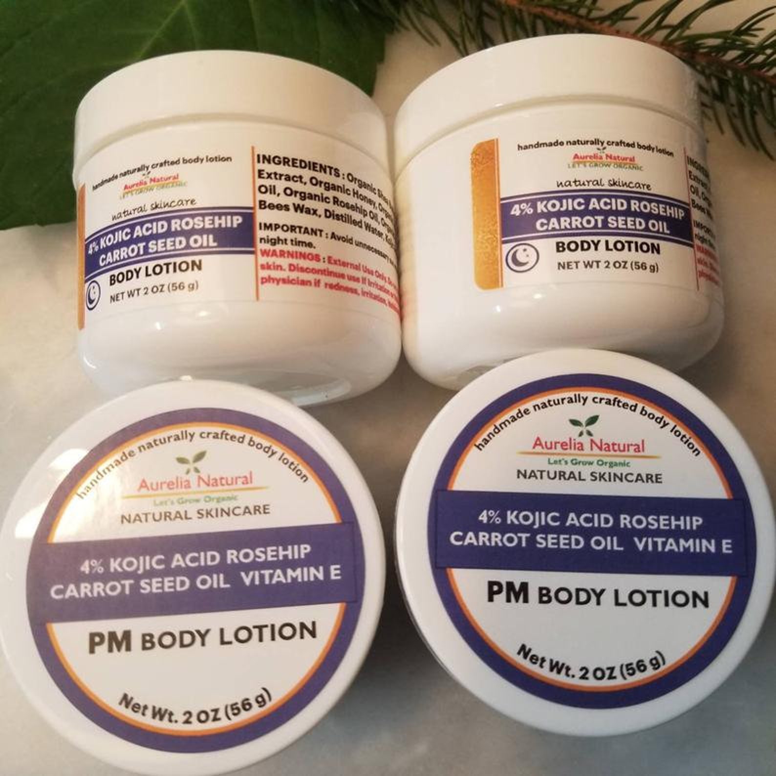 4 KOJIC ACID Body Lotion 2 oz Whitening Skin Rosehip Carrot Etsy