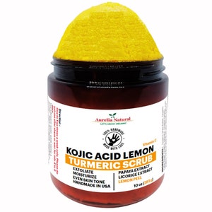 Lemon Lime Turmeric Kojic Sugar Scrub | Licorice Papaya | Face Body Scrub | 10 oz