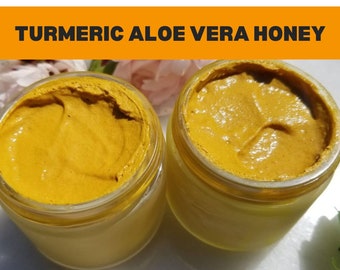 Masque facial luxueux à l'aloe vera et au curcuma et au miel | Visage Cou | Haute qualité | Fait main en petites quantités