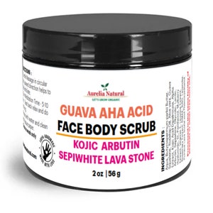 Guava AHA Face Body Scrub | Kojic Acid Arbutin Sepi white | Niacinamide | Lava Stone | Herbal plant based extracts