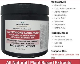 Glutathione Kojic Acid Alpha Arbutin Lactic Acid Strawberry Lotion | Niacinamide | DMAE NAG