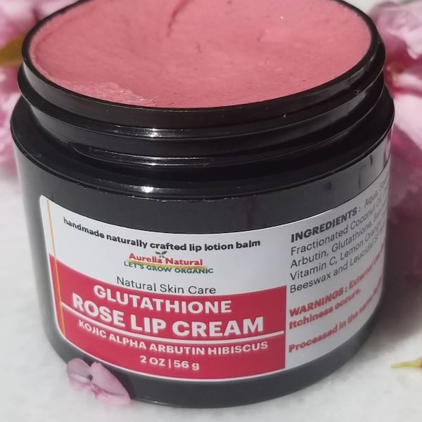 Glutathione Kojic Lip Cream | Alpha Arbutin Hibiscus |  Hyaluronic Acid | Handmade Small Batch