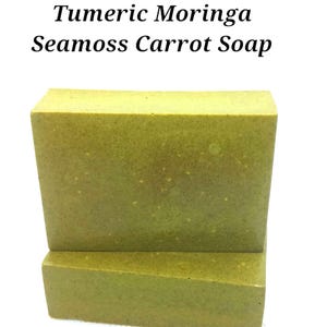 Tumeric Moringa Carrot Baobob Seamoss Soap, Face Body All Skin Type image 1