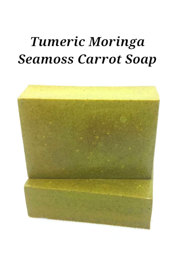 Tumeric Moringa Carrot Baobob Seamoss Soap, Face Body All Skin Type image 1