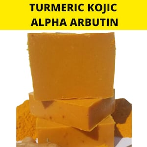 Turmeric Alpha Arbutin Kojic Soap Hand Made in USA | Face Body Inner thigh, underarms | High End Kojic Acid | Even skin tone