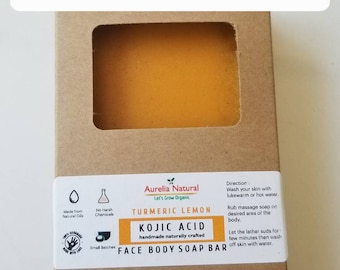 Savon kojic citron curcuma visage et corps | Acide kojique haut de gamme | Fait main aux Etats-Unis