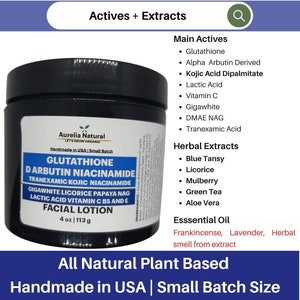 Glutathione Arbutin Lactic Acid Blue Lotion |  Kojic Acid Tranexamic Acid | 4 oz