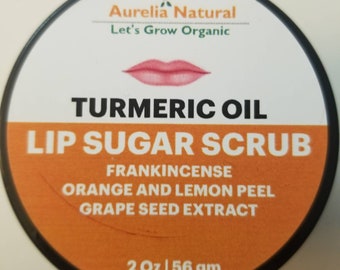 Turmeric Frankincense Lemon Lip Sugar Scrub | Gentle Exfoliate Lips