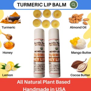 Turmeric Lip Balm | Honey Lemon | Cocoa Mango Honey | Nourishing Hydrating |  Gift for her | Handmade Small Batch