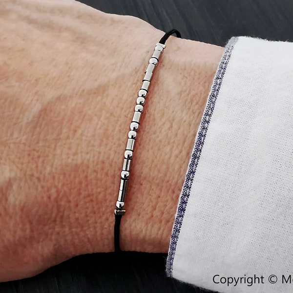Dainty Stainless Steel Morse Code String Bracelet, Couples Morse Code Bracelet, Personalised Bracelet, Best Friend Gift, Secret Message