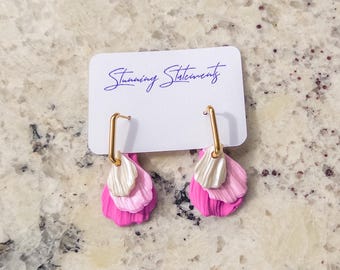 Tiwana Hoop Flower Lightweight Clay Statement Dangle Earrings