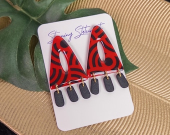 Trinity Black History Month Juneteenth Oversized Stud Boho Polymer Clay Earrings