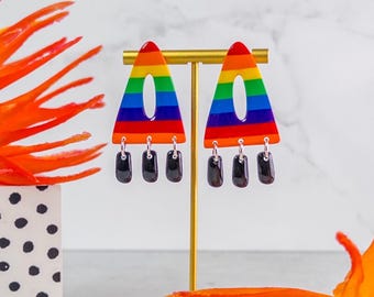 Pride Month Trinity Dangle Boho Polymer Clay Earrings
