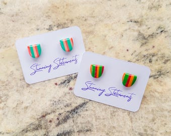 Eden Multi-Colored Hexagon Stud Earrings