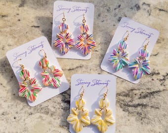 Nylah Flower Textured Polymer Clay Earrings