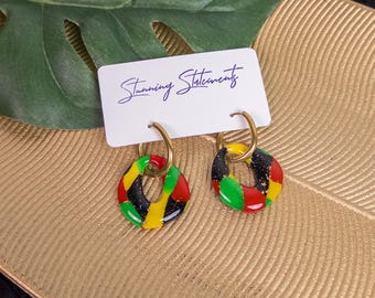 Celeste Black History Month Juneteenth Hoop Boho Polymer Clay Earrings
