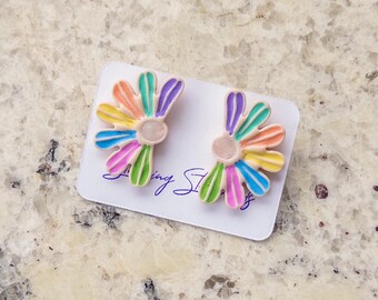 Yoanna Handmade Clay Flower Multicolored Stud Earrings