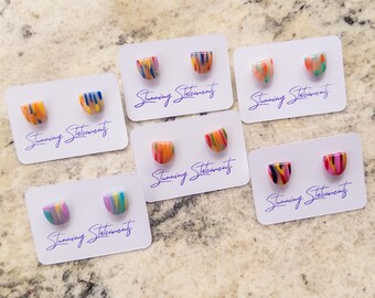 Eden Translucent Multi-Colored Hexagon Stud Earrings
