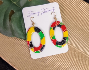 Lana Black History Month Juneteenth Dangle Boho Polymer Clay Earrings