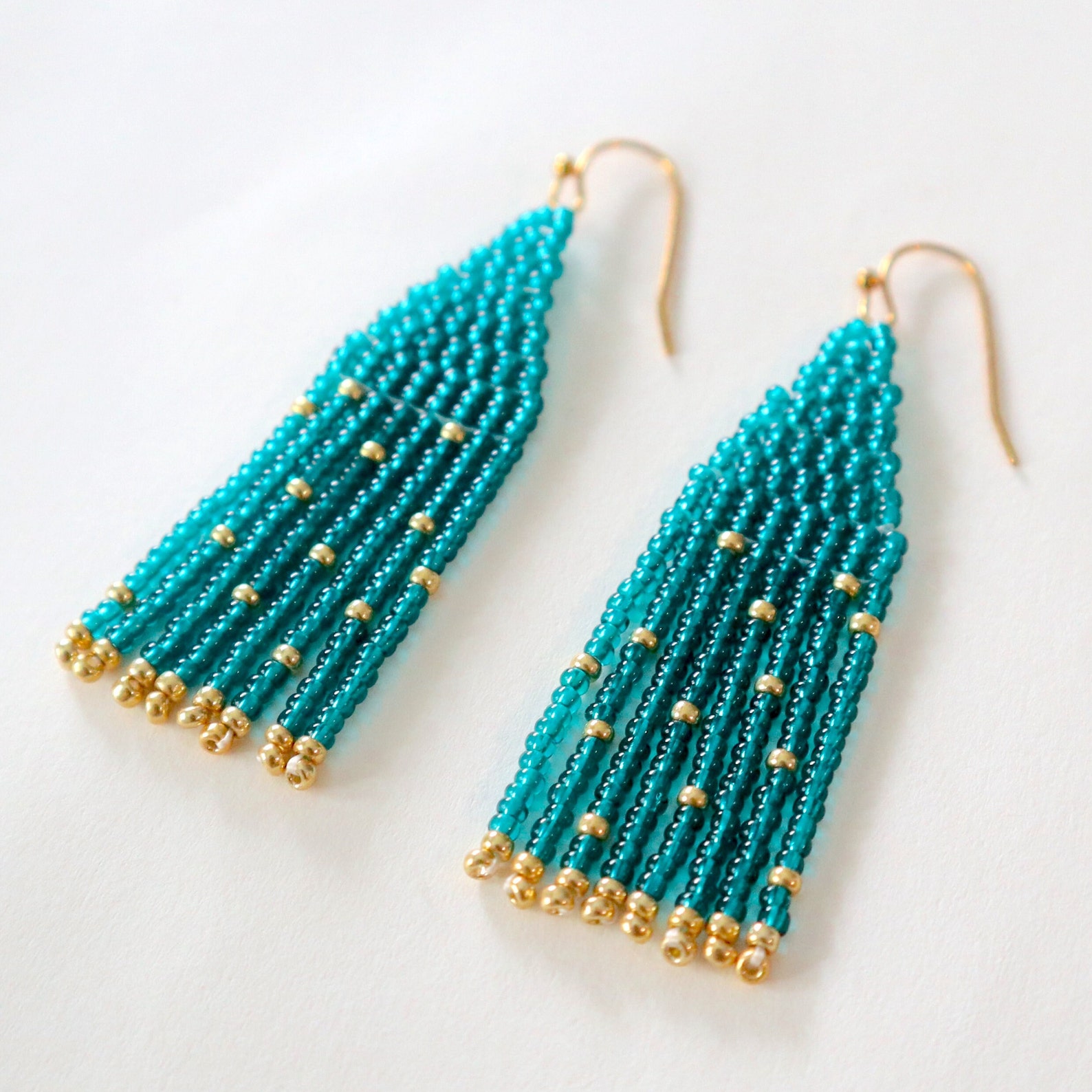 Quinley Turquoise Beaded Fringe Earrings