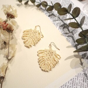 Handgemachte perlen creme gold ohrringe