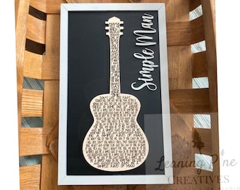 Simple Man Lyric Sign Wooden 3D Simple Man Guitar Lyrics Gift For Son Nephew Wedding Simple Man Lynyrd Skynyrd Lyrics Wood Engraved 3D Sign