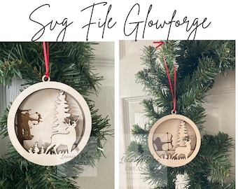 Bow Hunting Ornament SVG File, Laser Cut Hunter Christmas Ornament (Digital Download)
