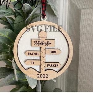 Our Family North Pole Ornament Glowforge Laser SVG Digital Download Bestseller Housewarming Gift Personalized Engraved Christmas 2022