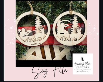 Hunting Ornament SVG File: Male & Female Hunter, Glowforge Laser Cut (Digital File)