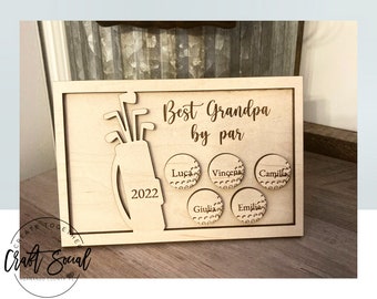 Fathers Day Best Dad Grandpa By Par Golf Dad Daddy Grandpa Papa Fathers Day Personalized Child Names Engraved Gift Custom Handmade