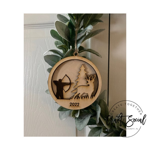 Male Bow Hunting Ornament I Personalized Hunters Ornament I Christmas Ornament I Deer Hunter Gift I Hunter Gift I Bow Hunter Male