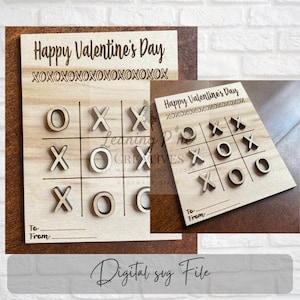 Feliz Día de San Valentín Digital SVG Glowforge Archivo Tic Tac Toe Valentines Día Corte Archivo Impresora Láser Clase Regalo Glowforge Valentines Día