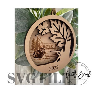 Turkey Hunting SVG File Ornament I Male Hunter File I Personalized Hunters Ornament I Christmas Ornament I Glowforge Cut File