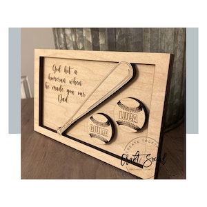 Fathers Day Baseball God Hit A Home Run When He Made You Our Dad Gift Fathers Day Plaque Personalized Child Names Baseball Dad Papa Grandpa