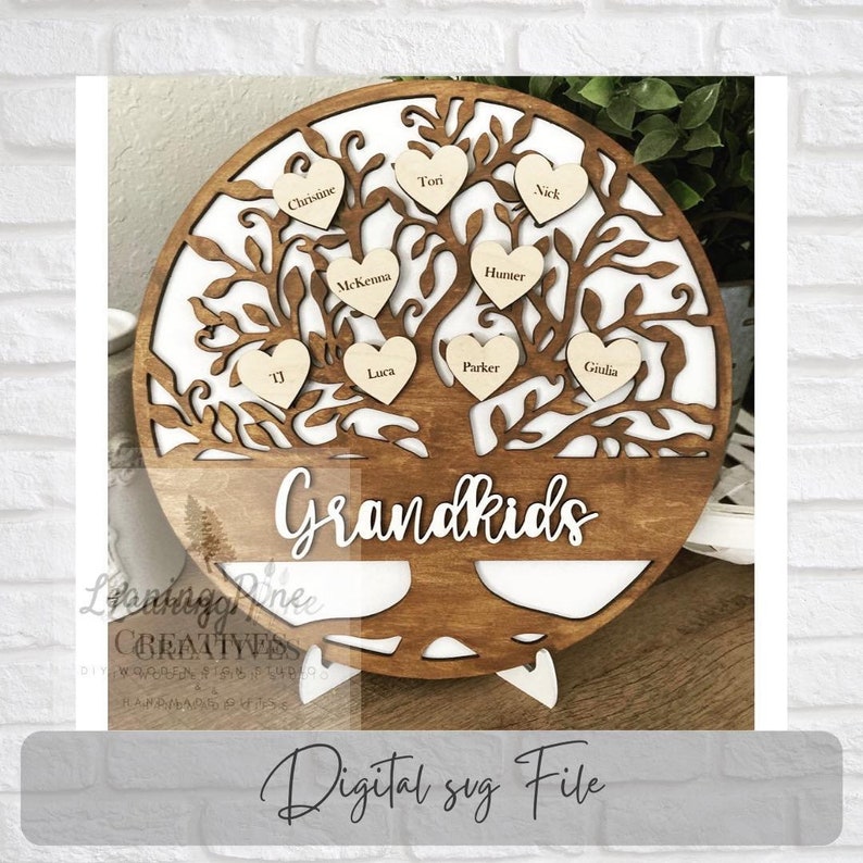 Family Tree SVG Glowforge Digital File Only Tree Of Life SVG Grandkids Our Family 3D Laser File family Glowforge File Family Name SVG Tree 