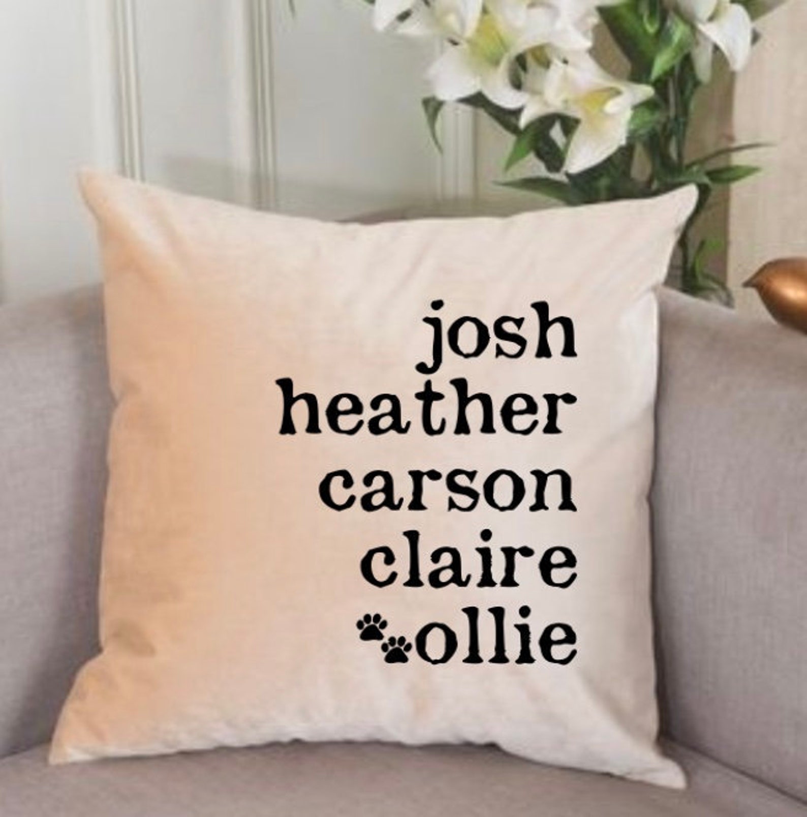 Family Names I Personalized Pillow I Canvas I Throw Pillow Etsy