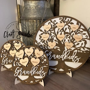 Mini Grandkids Family Tree Wooden Gift Mom Grandma Grandchildren Engraved Grandparents Day Cousins Sibling Gift Fathers Day Christmas
