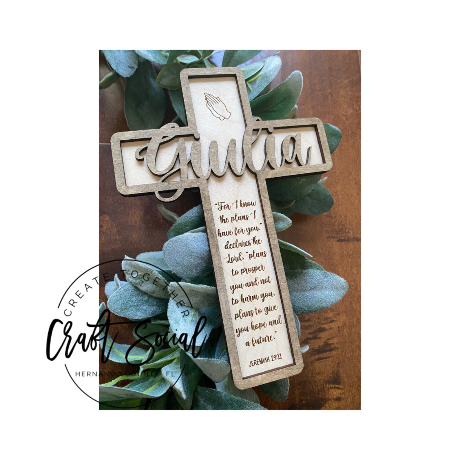 Baptism Cross Gift First Holy Communion Birth Psalm Custom Etsy